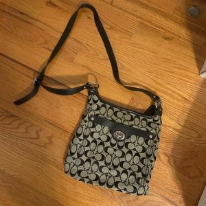 Black and gray Coach crossbody bag